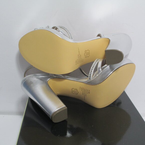 I. Miller Womens 9.5 Sylas Silver Pump Sandals Formal Party Wedding NEW - Picture 8 of 11